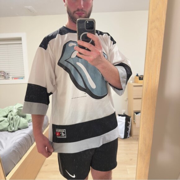 Vintage 90s Rolling Stones Logo Athletic Men's Sz Large Oversized Hockey Jersey - Picture 11 of 15